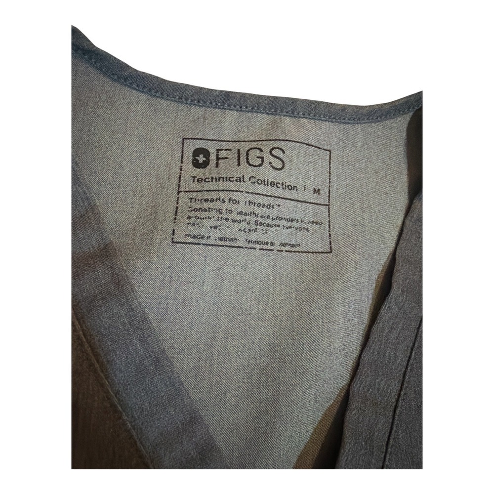 Figs scrubs set nurse uniform top and pants jogger short sleeve gray teal medium - Picture 3 of 11